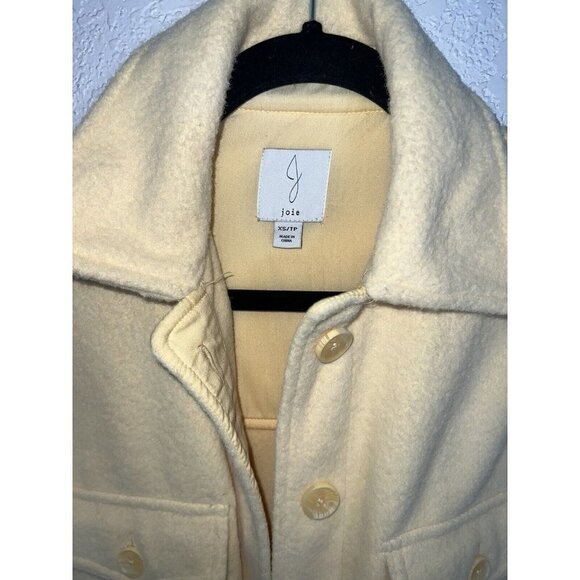 Joie Pale Yellow Fleece Button Up Shacket Size XS Pockets Oversize Jacket S - Picture 6 of 13